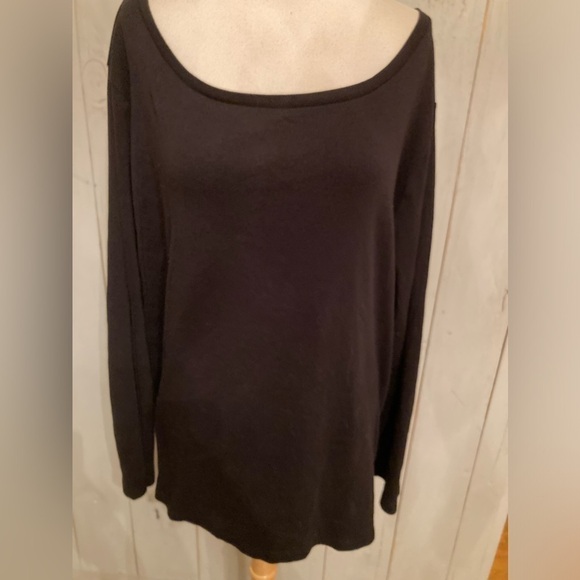 Jones New York‎ Woman Top Sz 3X Black Long Sleeve Cotton Round Boat Neckline - Picture 1 of 4